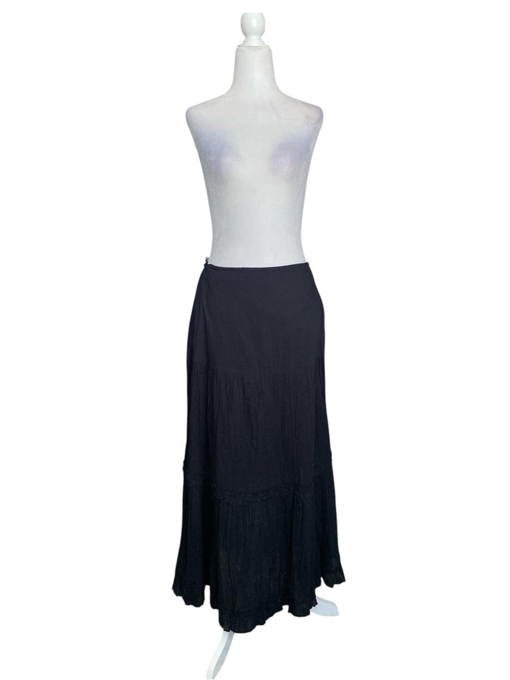 Pierre Cardin cotton Black Tiered Maxi Skirt - Women